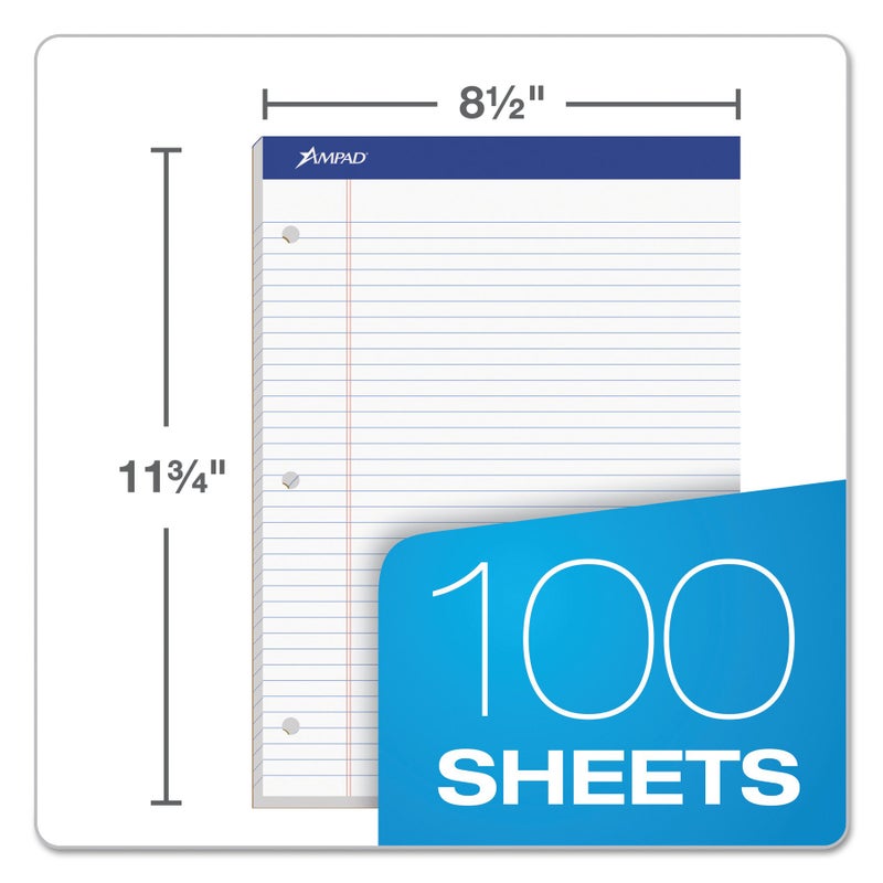 Ampad Double Sheet Pad  White  Letter Size  College Rule  100 Sheets  1 Each (20-323) - Image 3